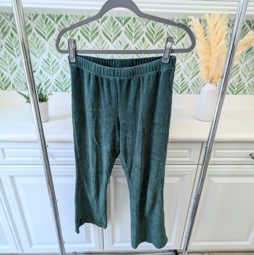 Cat & Jack Green Velvet pull on boot cut pants XL 14